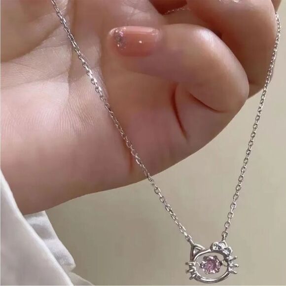 Hello Kitty Necklace Pink Rhinestone Embellished New In Gift Box - Picture 3 of 5
